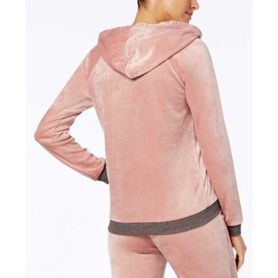  Velvet Hooded Pajama Top (Pink, 2XL)