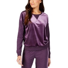 Alfani Velvet-Panel Pajama Top (Purple, XL)