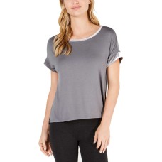 Alfani Velvet-Trim Pajama Top (Gray, XL)