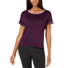 Alfani Velvet-Trim Pajama Top (Purple, S)