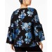  Women's Plus Metallic Floral-Print Tops, Navy, 1X