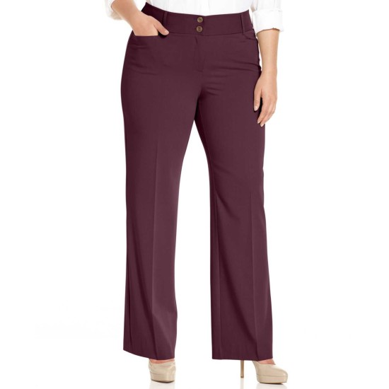  Women's Plus & Petite Curvy-Fit Tummy Control Slimming Bootcut Pants