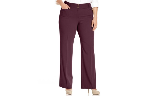  Women's Plus & Petite Curvy-Fit Tummy Control Slimming Bootcut Pants