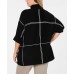  Women’s Plus Size Grid Pattern Turtleneck Poncho Sweaters