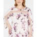  Women’s Plus Size Illusion-Trim Shift Dress (Pink Diaphanous, 14W)