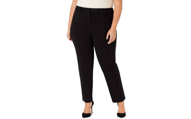  Women's Plus Size Ponté-Knit Rivet-Detail Slim Pants