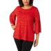  Women's Plus Size Printed Bell-Sleeve Blouse Tops