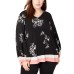  Women's Plus Size Printed Bishop-Sleeve Blouse Tops