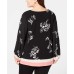  Women's Plus Size Printed Bishop-Sleeve Blouse Tops