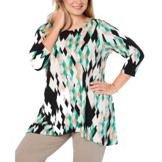 Alfani Women's Plus Size Printed High-Low Pullover Blouse Tunic Tops