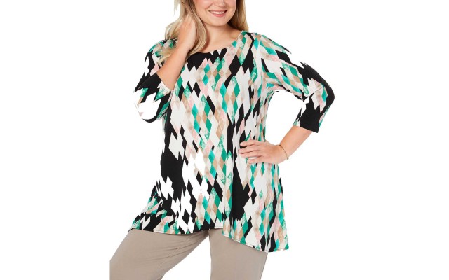  Women's Plus Size Printed High-Low Pullover Blouse Tunic Tops