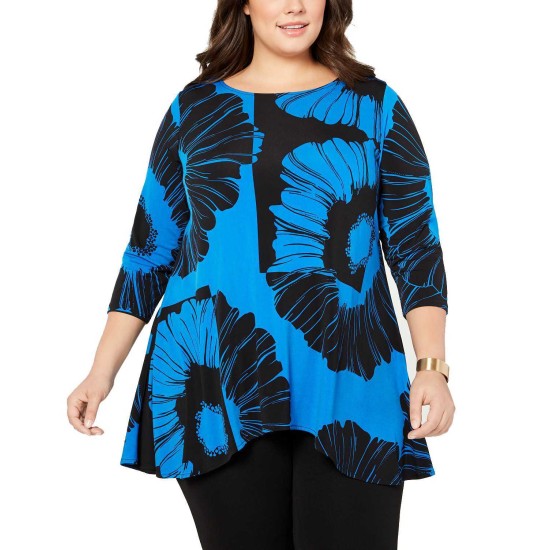  Women's Plus Size Printed High-Low Pullover Blouse Tunic Tops