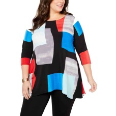 Alfani Women's Plus Size Printed High-Low Pullover Blouse Tunic Tops