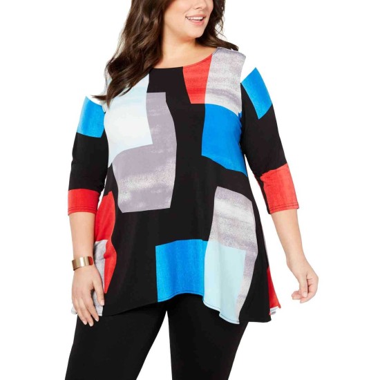  Women's Plus Size Printed High-Low Pullover Blouse Tunic Tops