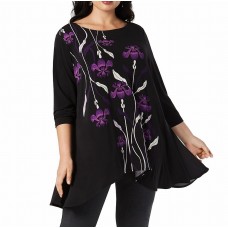Alfani Women's Plus Size Printed High-Low Pullover Blouse Tunic Tops