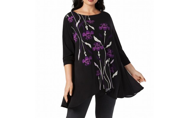  Women's Plus Size Printed High-Low Pullover Blouse Tunic Tops