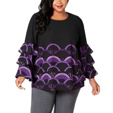 Alfani Women’s Plus Size Printed Tiered Sleeve Blouses