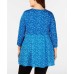  Women's Plus Size Printed Woven-Back Tops, Navy, 1X