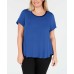  Women's Plus Size Satin-Trim High-Low Top T-Shirts
