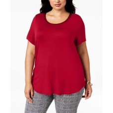Alfani Women's Plus Size Satin-Trimmed Top T-Shirts