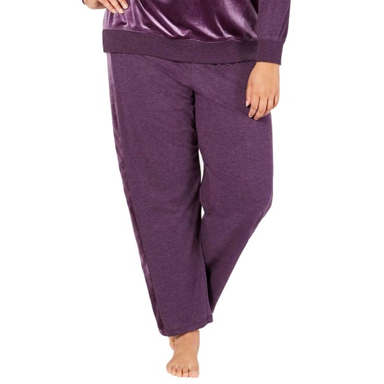  Women's Plus Size Velvet-Stripe Jogger Pajama Pants