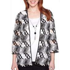 Alfred Dunner Plus Native New Yorker Abstract Duet Top (White, 3X)