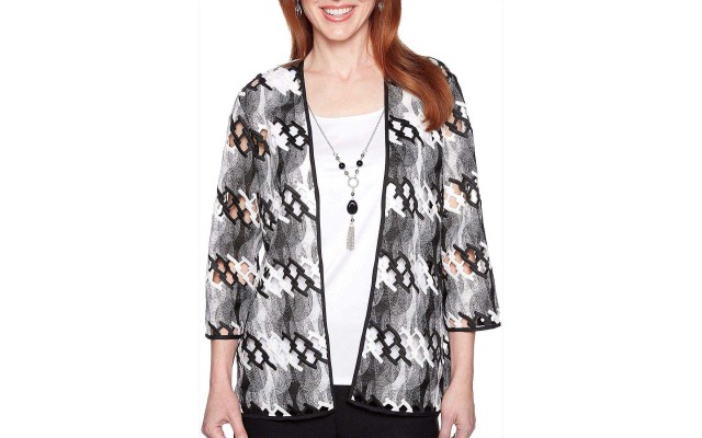  Plus Native New Yorker Abstract Duet Top (White, 3X)