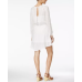 Alice Through The Looking Glass Juniors’ Long-Sleeve Lace-Yoke A-Line Dress (White, Small)