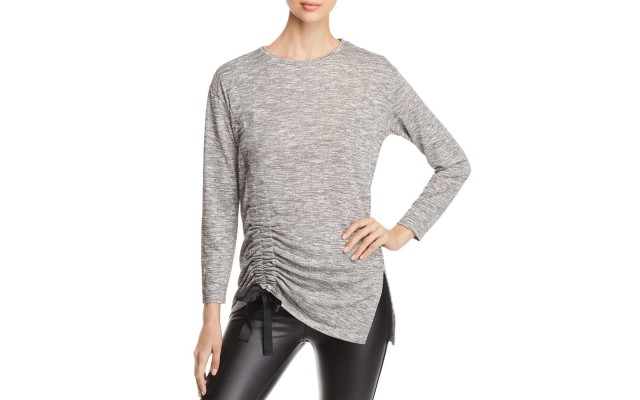  Ruched Drawstring Top (Gray, XL)