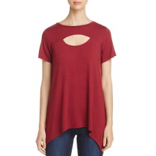 Alison Andrews Short Sleeve Cutout Top (Dark Red, S)