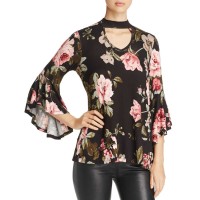 Alison Andrews Women's Gigi Floral Bell Sleeve Blouse Pullover Shirt Tops