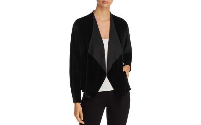  Women’s Velvet Drape-Front Jacket