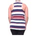  Womens Striped Hi-Lo Tank Top (Aqua/Navy, Small)