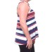  Womens Striped Hi-Lo Tank Top (Aqua/Navy, Small)