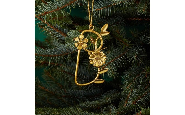  Metal B Leaf Letter Ornament, Gold