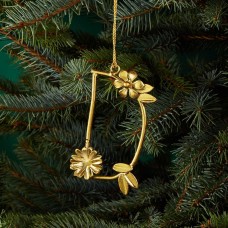 Aman Imports Metal D Leaf Letter Ornament, Gold