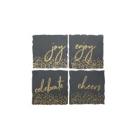 American Atelier Mistletoe Memories Collection Slate 4-Pc. Coaster Set (Charcoal)