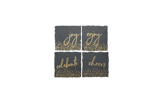  Mistletoe Memories Collection Slate 4-Pc. Coaster Set (Charcoal)