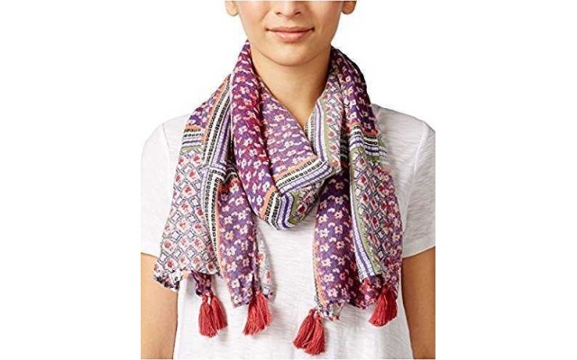 American Rag Checkered Tassel Scarf Boulder Fest