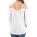  Crochet-Trim Cold-Shoulder Blouse Pullover Shirt Tops