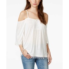 American Rag Crochet-Trim Cold-Shoulder Blouse Pullover Shirt Tops