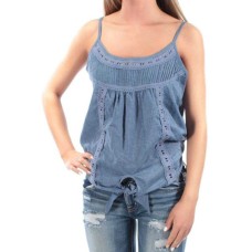 American Rag Juniors Scoop Neck Spaghetti Strap Casual Top (Blue, XS)
