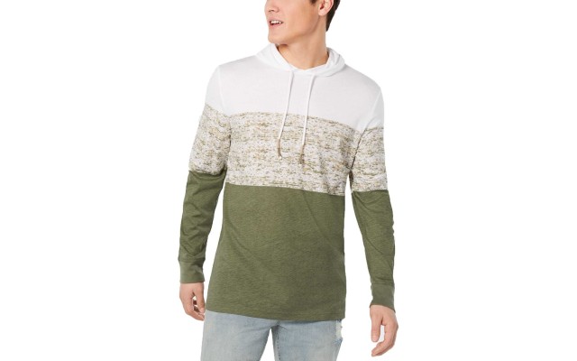 Men’s Colorblocked Hoodie (Beige/Haki, XL)