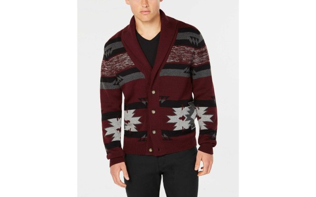  Men’s Geometric Shawl-Collar Cardigan