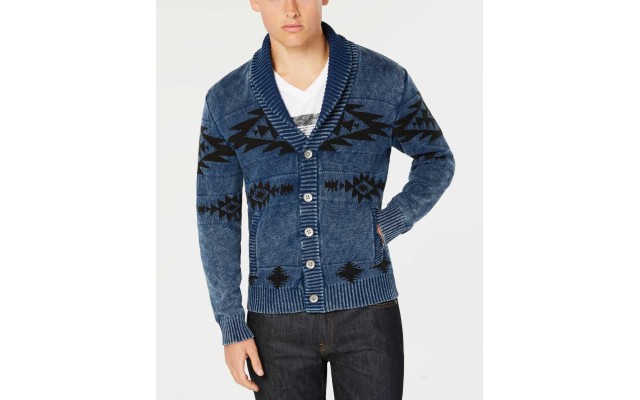  Men’s Geometric Shawl-Collar Cardigan