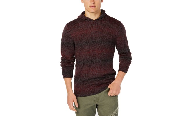 Men’s Ombre-Stripe Hooded Sweater