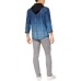  Mens Plaid Hooded Shirt Jacket (Blue, M)