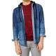  Mens Plaid Hooded Shirt Jacket (Blue, M)