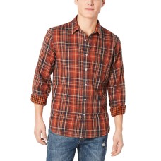 American Rag Men’s Plaid Shirt (Orange, XXL)