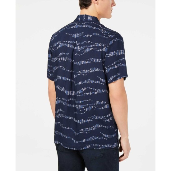  Men’s Tiger Stripe Shirt (Blue, L)